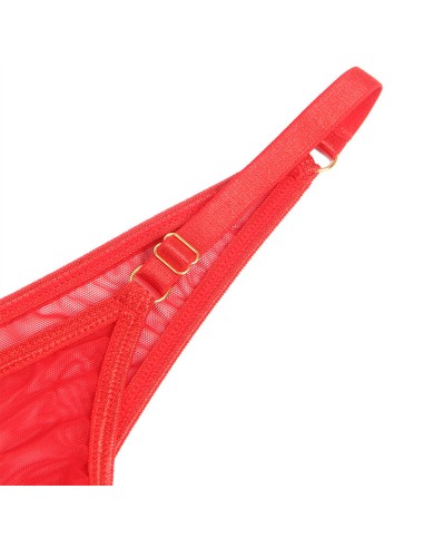 SUBBLIME 955519 CONJUNTO SUJETADOR CON CADENAS Y CORAZAN DE MALLA ROJO S M