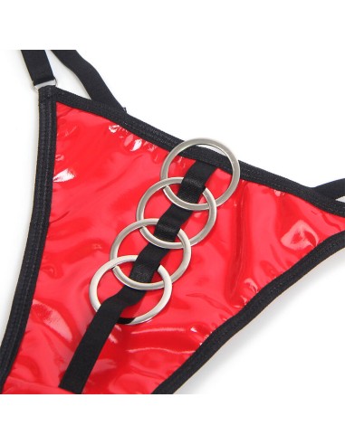 SUBBLIME 955533 CONJUNTO SUJETADOR CON CREMALLERA DE MALLA DE CHAROL ROJO S M