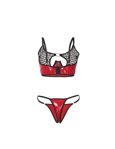 SUBBLIME 955540 CONJUNTO SUJETADOR CON CREMALLERA DE MALLA DE CHAROL ROJO L XL