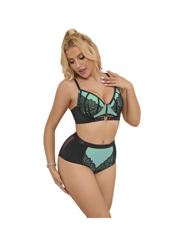 SUBBLIME 955557 CONJUNTO SUJETADOR CON CREMALLERA DE MALLA DE CHAROL VERDE S M