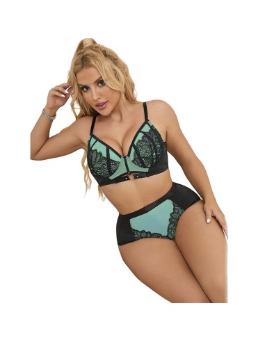SUBBLIME 955557 CONJUNTO SUJETADOR CON CREMALLERA DE MALLA DE CHAROL VERDE S M