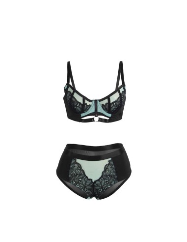 SUBBLIME 955557 CONJUNTO SUJETADOR CON CREMALLERA DE MALLA DE CHAROL VERDE S M