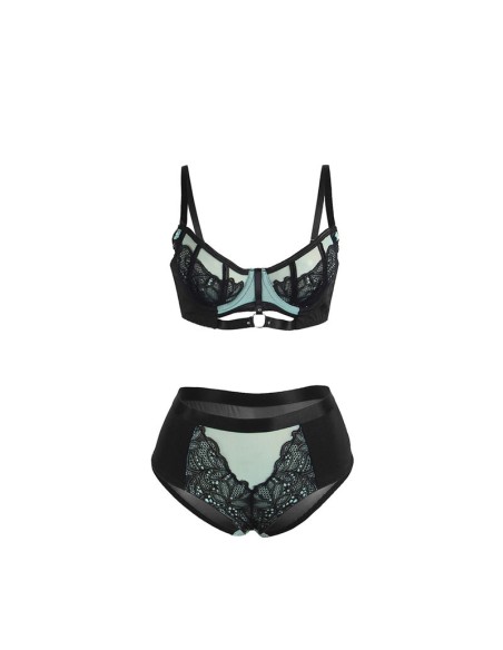 SUBBLIME 955557 CONJUNTO SUJETADOR CON CREMALLERA DE MALLA DE CHAROL VERDE S M