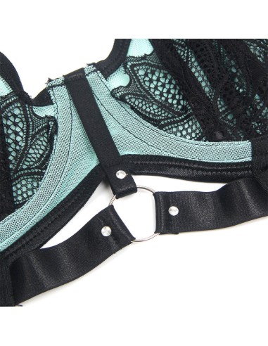 SUBBLIME 955564 CONJUNTO SUJETADOR CON CREMALLERA DE MALLA DE CHAROL VERDE L XL