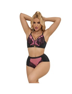 SUBBLIME 955571 CONJUNTO SUJETADOR CON CREMALLERA DE MALLA DE CHAROL ROSA S M
