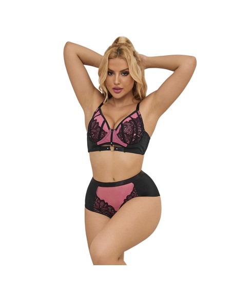 SUBBLIME 955571 CONJUNTO SUJETADOR CON CREMALLERA DE MALLA DE CHAROL ROSA S M