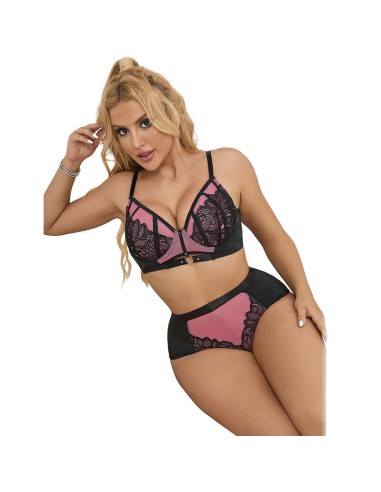 SUBBLIME 955571 CONJUNTO SUJETADOR CON CREMALLERA DE MALLA DE CHAROL ROSA S M