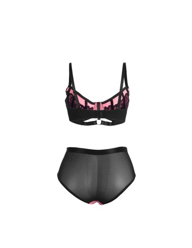SUBBLIME 955571 CONJUNTO SUJETADOR CON CREMALLERA DE MALLA DE CHAROL ROSA S M