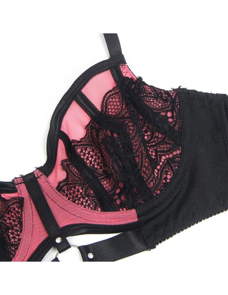 SUBBLIME 955571 CONJUNTO SUJETADOR CON CREMALLERA DE MALLA DE CHAROL ROSA S M
