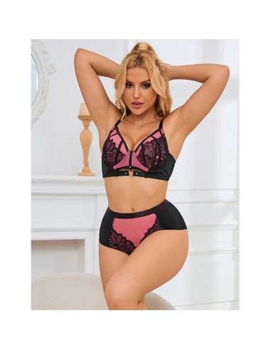 SUBBLIME 955571 CONJUNTO SUJETADOR CON CREMALLERA DE MALLA DE CHAROL ROSA S M