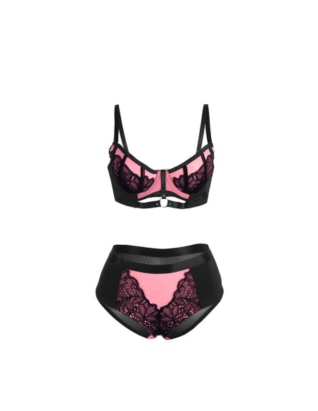 SUBBLIME 955588 CONJUNTO SUJETADOR CON CREMALLERA DE MALLA DE CHAROL ROSA L XL