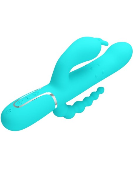 PRETTY LOVE CAMMY TRIPLE VIBRADOR RABBIT MULTIFUNCIAN 4 EN 1 AZUL
