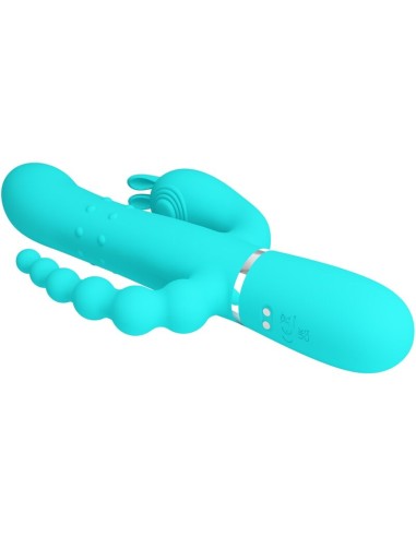 PRETTY LOVE CAMMY TRIPLE VIBRADOR RABBIT MULTIFUNCIAN 4 EN 1 AZUL