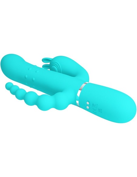 PRETTY LOVE CAMMY TRIPLE VIBRADOR RABBIT MULTIFUNCIAN 4 EN 1 AZUL
