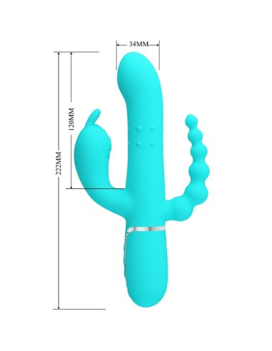 PRETTY LOVE CAMMY TRIPLE VIBRADOR RABBIT MULTIFUNCIAN 4 EN 1 AZUL