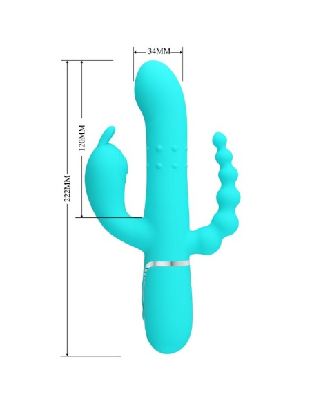 PRETTY LOVE CAMMY TRIPLE VIBRADOR RABBIT MULTIFUNCIAN 4 EN 1 AZUL