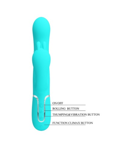 PRETTY LOVE CAMMY TRIPLE VIBRADOR RABBIT MULTIFUNCIAN 4 EN 1 AZUL