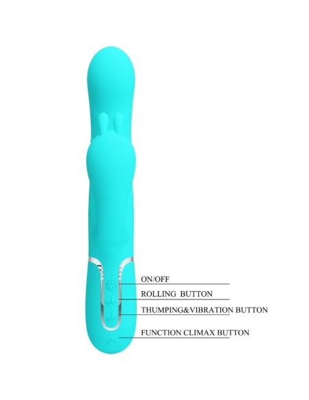 PRETTY LOVE CAMMY TRIPLE VIBRADOR RABBIT MULTIFUNCIAN 4 EN 1 AZUL