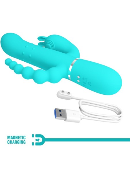 PRETTY LOVE CAMMY TRIPLE VIBRADOR RABBIT MULTIFUNCIAN 4 EN 1 AZUL