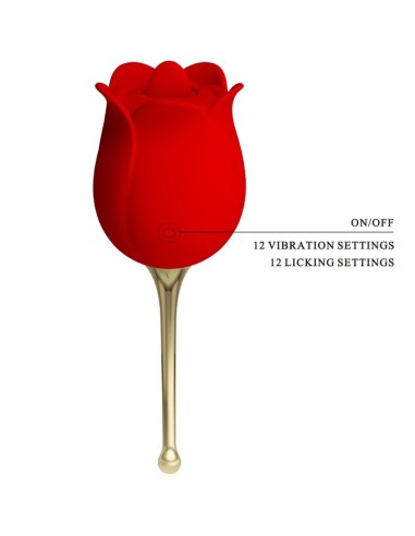 PRETTY LOVE ROSE LOVER ROSA ESTIMULADORA DE CLATORIS 12 VIBRACIONES ROJO