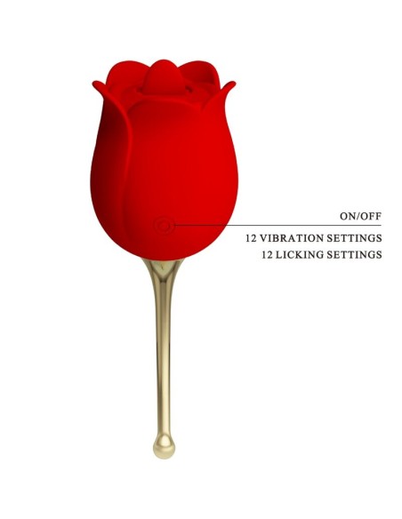 PRETTY LOVE ROSE LOVER ROSA ESTIMULADORA DE CLATORIS 12 VIBRACIONES ROJO