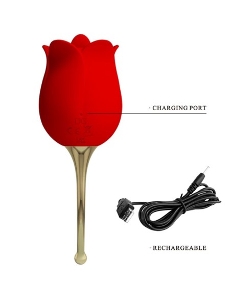 PRETTY LOVE ROSE LOVER ROSA ESTIMULADORA DE CLATORIS 12 VIBRACIONES ROJO