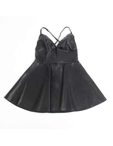 SUBBLIME 955380 VESTIDO CON TIRANTES DE CUERO NEGRO L XL