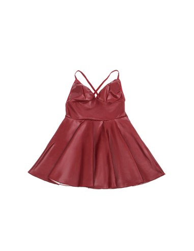 SUBBLIME 955397 VESTIDO CON TIRANTES DE CUERO BURDEOS S M