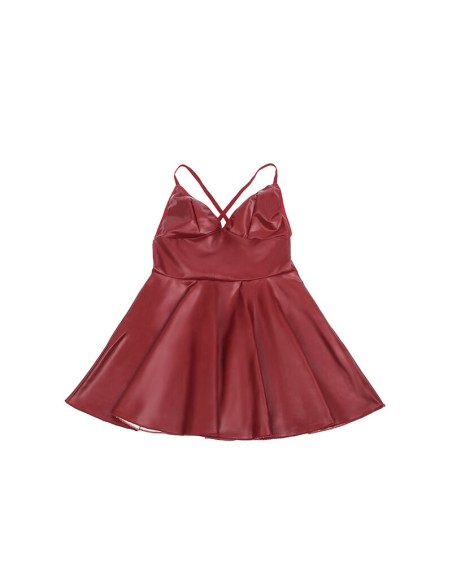 SUBBLIME 955397 VESTIDO CON TIRANTES DE CUERO BURDEOS S M
