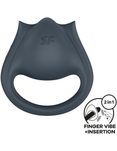 SATISFYER PERFECT PAIR 2 MULTIVIBRADOR 2 EN 1 ANILLO PARA PENE ESTIMULADOR DE DEDO GRIS