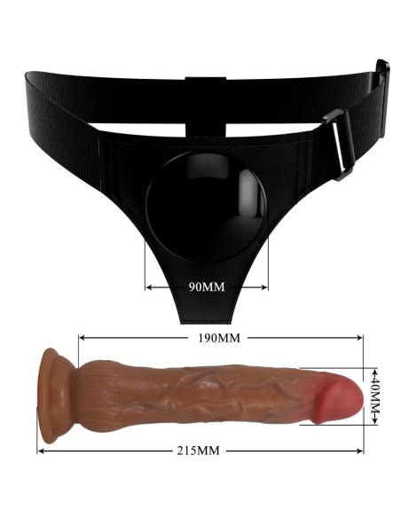PRETTY LOVE KYTON HARNESS BRIEFS UNIVERSAL CON DILDO SQUIRTING 19 CM MULATO