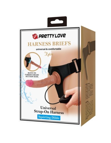 PRETTY LOVE KYTON HARNESS BRIEFS UNIVERSAL CON DILDO SQUIRTING 19 CM MULATO