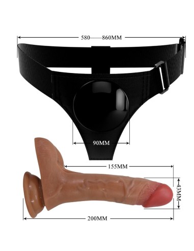 PRETTY LOVE HARNESS BRIEFS UNIVERSAL CON DILDO VIBRACIAN Y SQUIRTING 155 CM MULATO