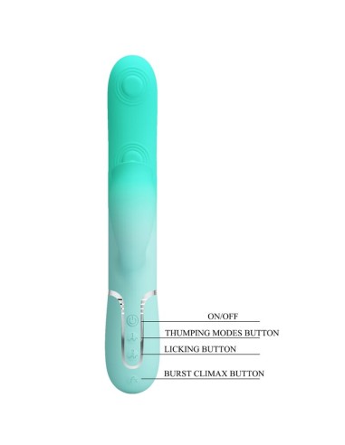 PRETTY LOVE GIGI VIBRADOR RABBIT MULTIFUNCIAN VERDE AGUA