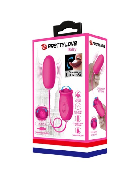 PRETTY LOVE DAISY HUEVO VIBRADOR LENGUA ESTIMULADORA DE CLATORIS ROSA