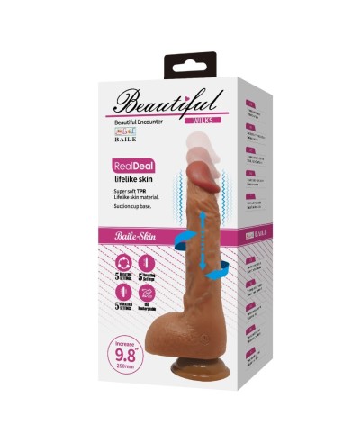 BAILE BEAUTIFUL WILKS VIBRADOR REALASTICO DE 5 CONFIGURACIONES 25 CM MULATO