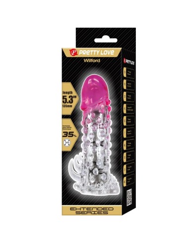 PRETTY LOVE WILFORD FUNDA REALASTICA ALARGADORA CON RELIEVE PARA PENE ROSA