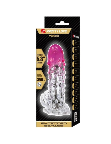 PRETTY LOVE WILFORD FUNDA REALASTICA ALARGADORA CON RELIEVE PARA PENE ROSA