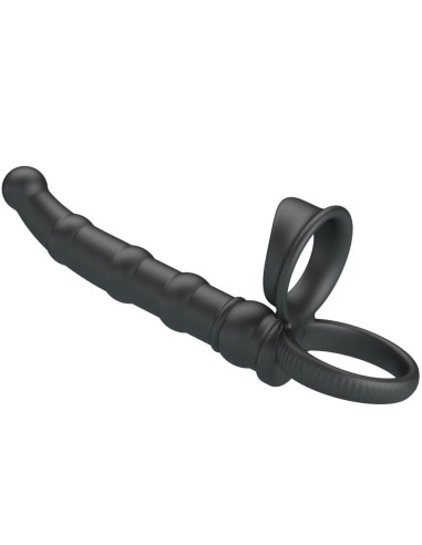 PRETTY LOVE TATUM ANILLO VIBRADOR PENE CON PLUG 10 VIBRACIONES NEGRO
