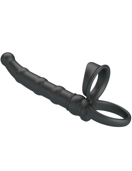 PRETTY LOVE TATUM ANILLO VIBRADOR PENE CON PLUG 10 VIBRACIONES NEGRO