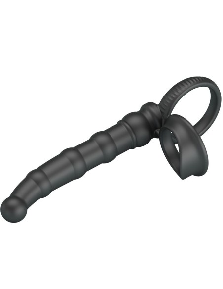 PRETTY LOVE TATUM ANILLO VIBRADOR PENE CON PLUG 10 VIBRACIONES NEGRO