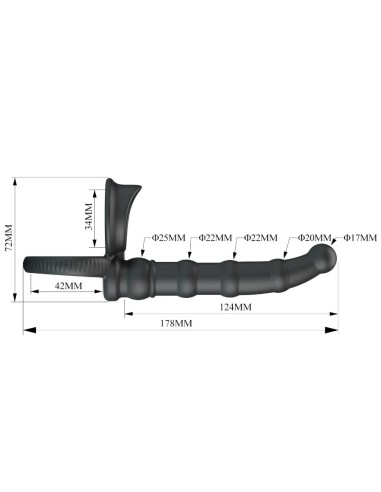 PRETTY LOVE TATUM ANILLO VIBRADOR PENE CON PLUG 10 VIBRACIONES NEGRO