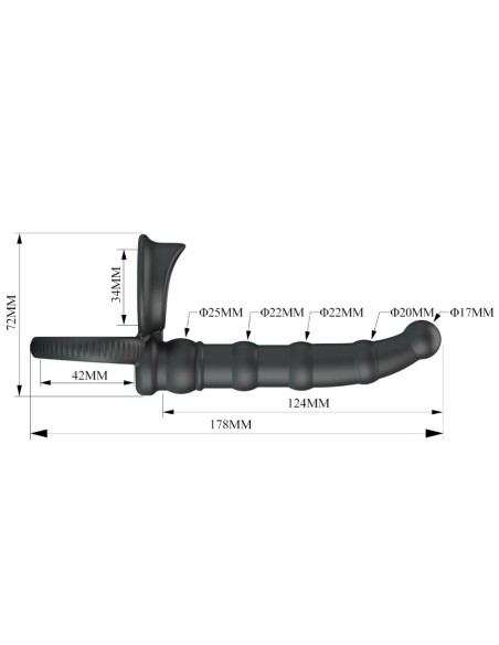 PRETTY LOVE TATUM ANILLO VIBRADOR PENE CON PLUG 10 VIBRACIONES NEGRO