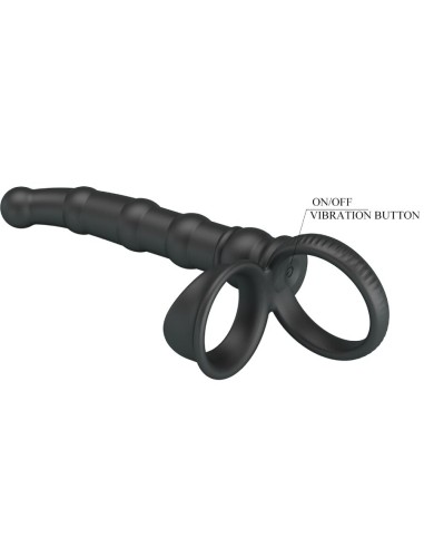 PRETTY LOVE TATUM ANILLO VIBRADOR PENE CON PLUG 10 VIBRACIONES NEGRO