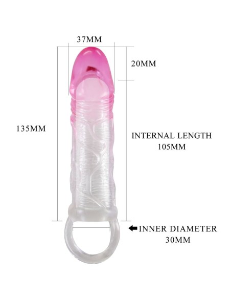 PRETTY LOVE ODES FUNDA REALASTICA ALARGADORA DE 2 CM PARA PENE ROSA