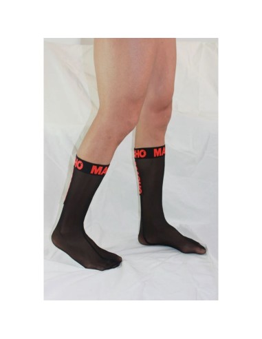 MACHO CALCETINES FINOS NEGRO ROJO TALLA ANICA