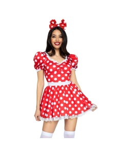 LEG AVENUE VESTIDO DE LUNARES DIADEMA ROJO BLANCO S