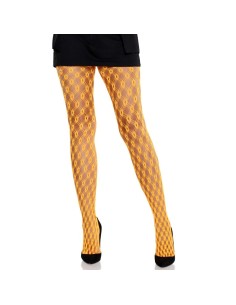 LEG AVENUE MALLAS DE ENCAJE CON OJALES NARANJA NEAN