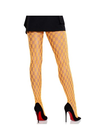 LEG AVENUE MALLAS DE ENCAJE CON OJALES NARANJA NEAN