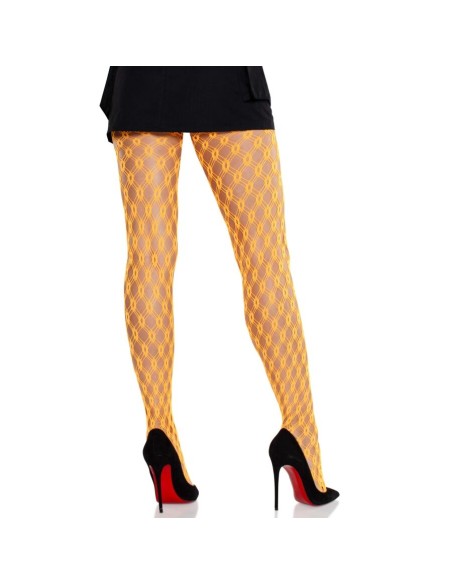 LEG AVENUE MALLAS DE ENCAJE CON OJALES NARANJA NEAN